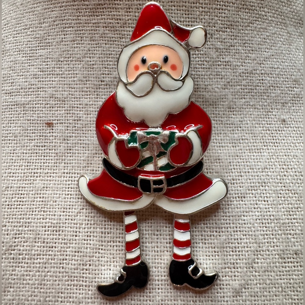 Vintage signed FAF Santa brooch